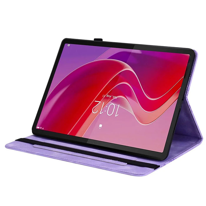 For Lenovo Tab M11 (TB-330FC)  /  Xiaoxin Pad 11 2024 (TB-331FC) Leather Case Heart Imprint Foldable Stand Card Slot Stylus Holder Tablet Cover - Purple - 3
