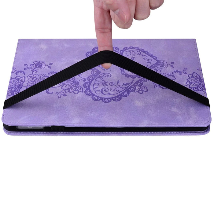 For Lenovo Tab M11 (TB-330FC)  /  Xiaoxin Pad 11 2024 (TB-331FC) Leather Case Heart Imprint Foldable Stand Card Slot Stylus Holder Tablet Cover - Purple - 4