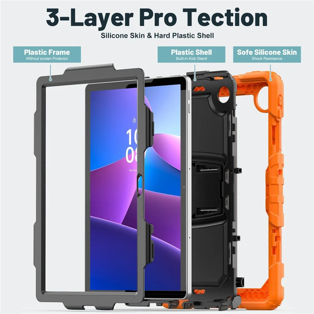 For Lenovo Tab 10.1 (2025) TB-311XU  /  Tab TB311FU Case Kickstand PC + Silicone Shockproof Tablet Cover - Orange - 5