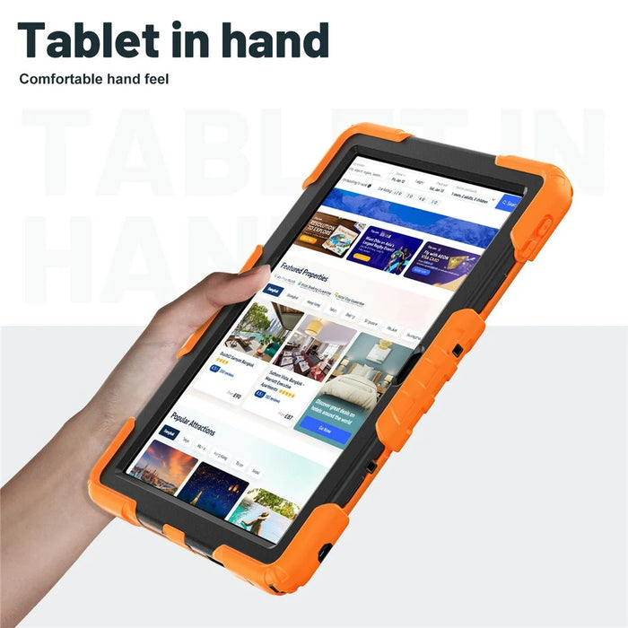 For Lenovo Tab 10.1 (2025) TB-311XU  /  Tab TB311FU Case Kickstand PC + Silicone Shockproof Tablet Cover with Shoulder Strap - Orange - 4