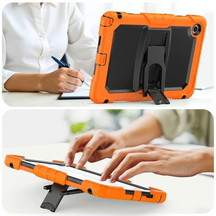 For Lenovo Tab 10.1 (2025) TB-311XU  /  Tab TB311FU Case Kickstand PC + Silicone Shockproof Tablet Cover with Shoulder Strap - Orange - 7