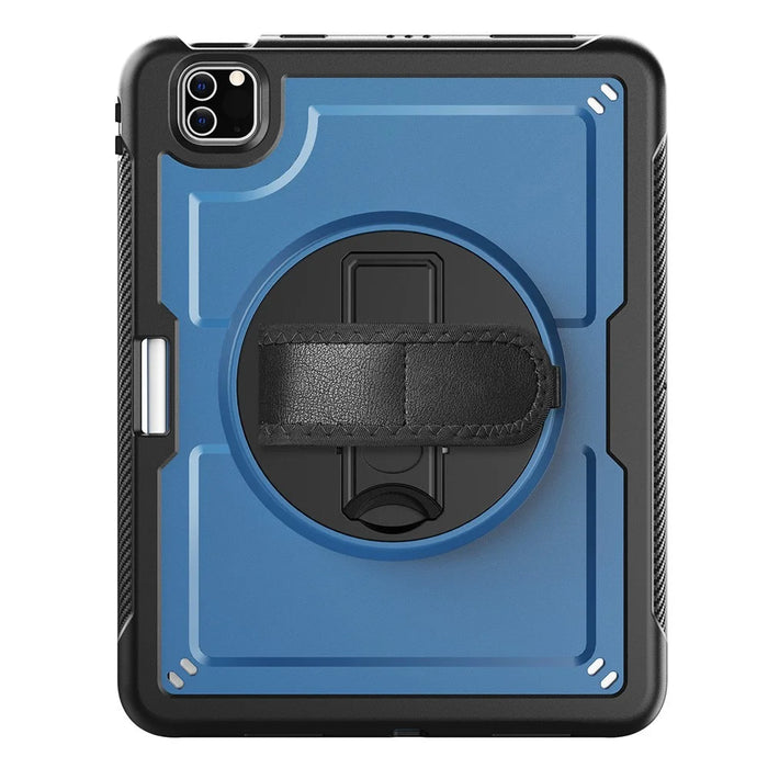 For iPad Pro 11 (2025) / 11 (2024) Case Kickstand PC TPE Tablet Cover with Hand Strap - Navy Blue - 2
