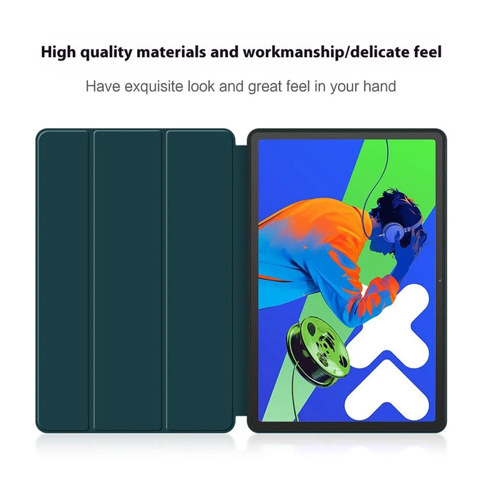 For Lenovo Idea Tab Pro / Xiaoxin Pad Pro 12.7 (2025) Case PU Leather TPU Back Trifold Stand Tablet Cover - Green - 5