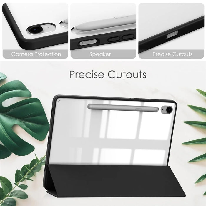 For Samsung Galaxy Tab S10 Lite / S10 FE / S9 FE Case Clear Acrylic Leather Tablet Cover Support Auto Sleep / Wake - Black - 4