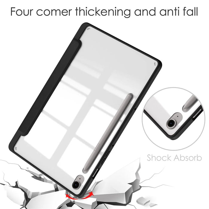 For Samsung Galaxy Tab S10 Lite / S10 FE / S9 FE Case Clear Acrylic Leather Tablet Cover Support Auto Sleep / Wake - Black - 6