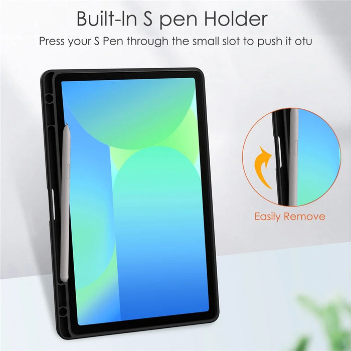 For Samsung Galaxy Tab S10 Lite / S10 FE / S9 FE Case Clear Acrylic Leather Tablet Cover Support Auto Sleep / Wake - Black - 7