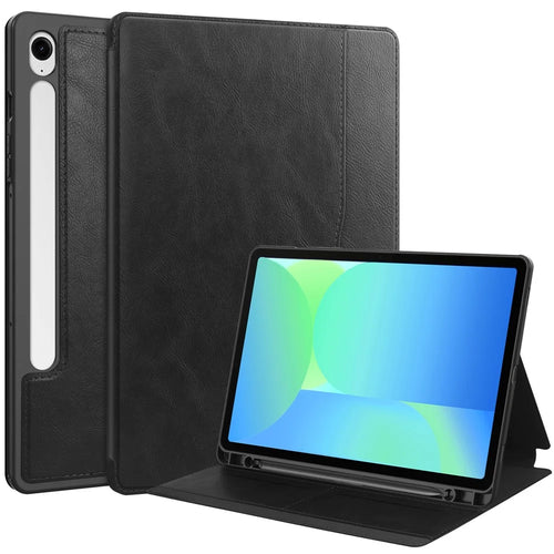 For Samsung Galaxy Tab S10 Lite / S10 FE / S9 FE Case Shockproof Leather Auto Wake / Sleep Tablet Stand Cover - Black - 1