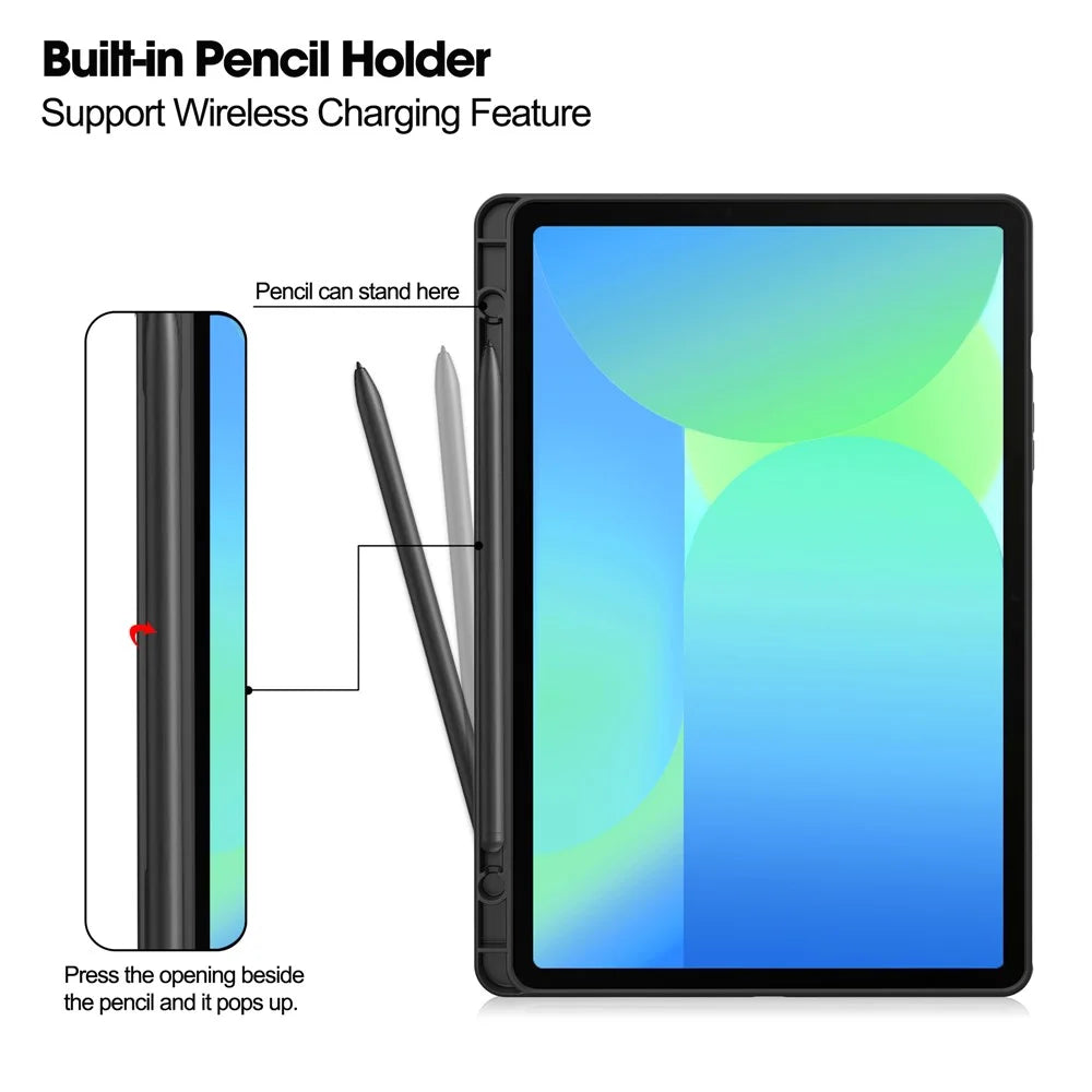 For Samsung Galaxy Tab S10 Lite / S10 FE / S9 FE Case Shockproof Leather Auto Wake / Sleep Tablet Stand Cover - Black - 2