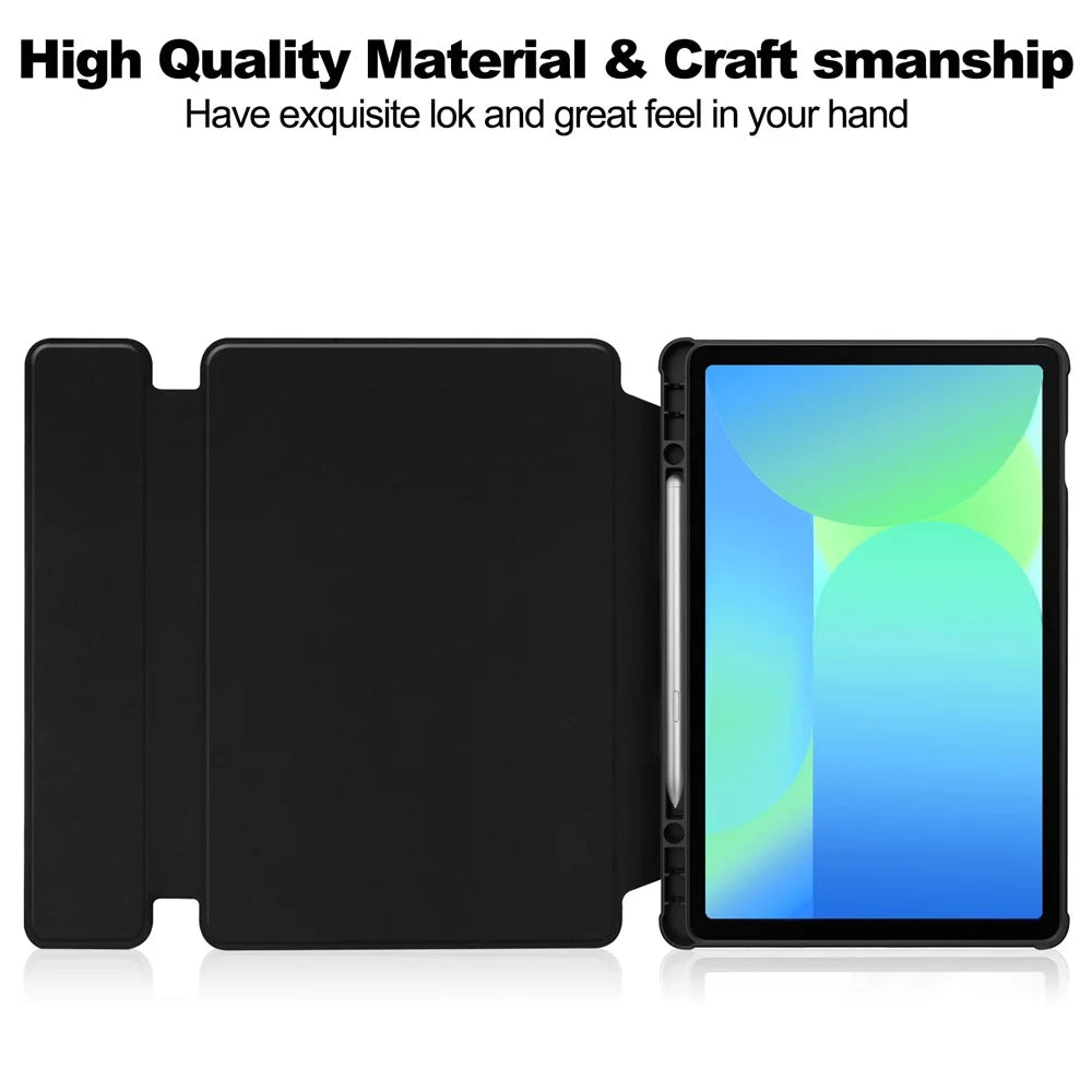 For Samsung Galaxy Tab S10 Lite / S10 FE / S9 FE Case 360 Degree Rotary Stand PU Leather+Acrylic Tablet Cover (Without Keyboard) - Black - 5