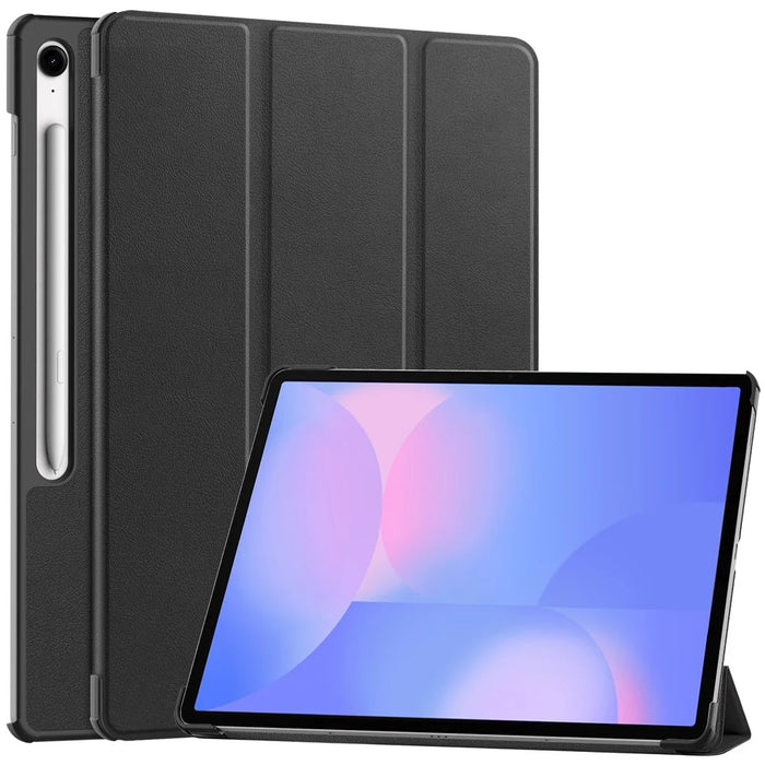 For Samsung Galaxy Tab S10 FE+ Case Anti-Drop Leather Stand Tablet Cover - Black - 1