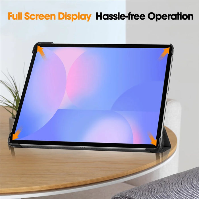 For Samsung Galaxy Tab S10 FE+ Case Anti-Drop Leather Stand Tablet Cover - Black - 6