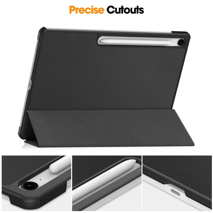 For Samsung Galaxy Tab S10 FE+ Case Anti-Drop Leather Stand Tablet Cover - Black - 7