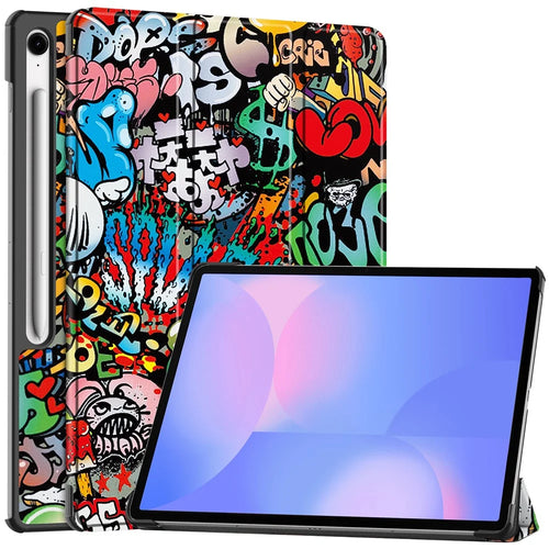 For Samsung Galaxy Tab S10 FE+ Case Pattern Print Leather Stand Tablet Cover - Graffiti - 1