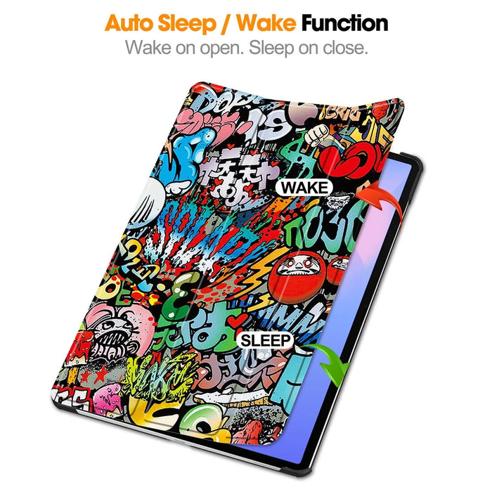 For Samsung Galaxy Tab S10 FE+ Case Pattern Print Leather Stand Tablet Cover - Graffiti - 4