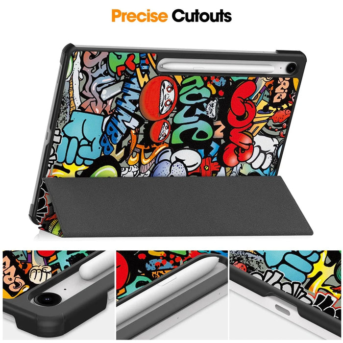 For Samsung Galaxy Tab S10 FE+ Case Pattern Print Leather Stand Tablet Cover - Graffiti - 7