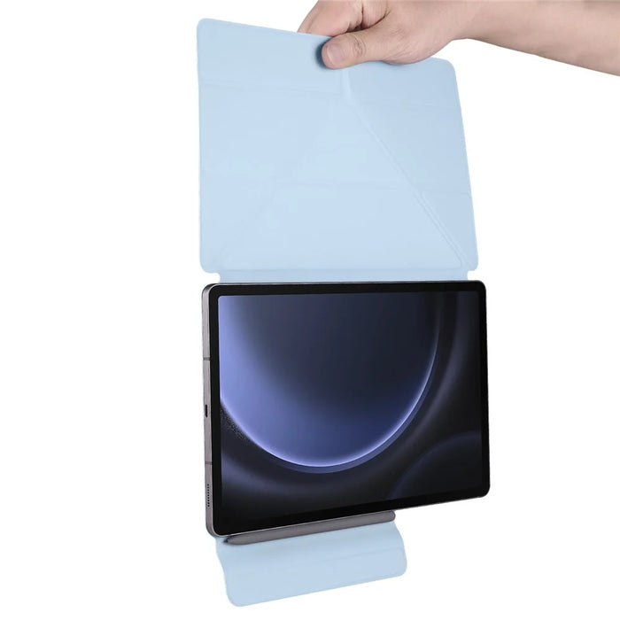 Magnetic Tablet Case For Samsung Galaxy Tab S11 / S10 Lite / S10 FE / S9 FE / S9 PC + PU Leather Origami Stand Cover - Baby Blue - 7