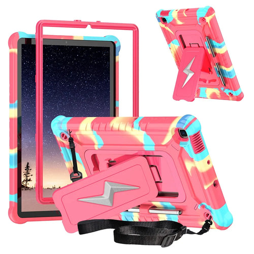 Tablet Case For Samsung Galaxy Tab S6 Lite (2024) P620 P625 / (2022) P613 P619 / (2020) P610 PC + Silicone Cover with Strap - Camouflage Rose + Rose - 1