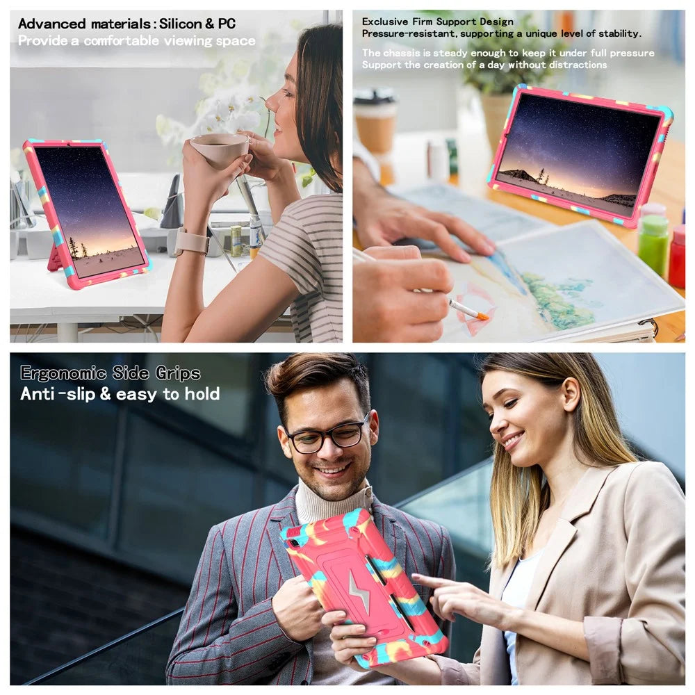 Tablet Case For Samsung Galaxy Tab S6 Lite (2024) P620 P625 / (2022) P613 P619 / (2020) P610 PC + Silicone Cover with Strap - Camouflage Rose + Rose - 5