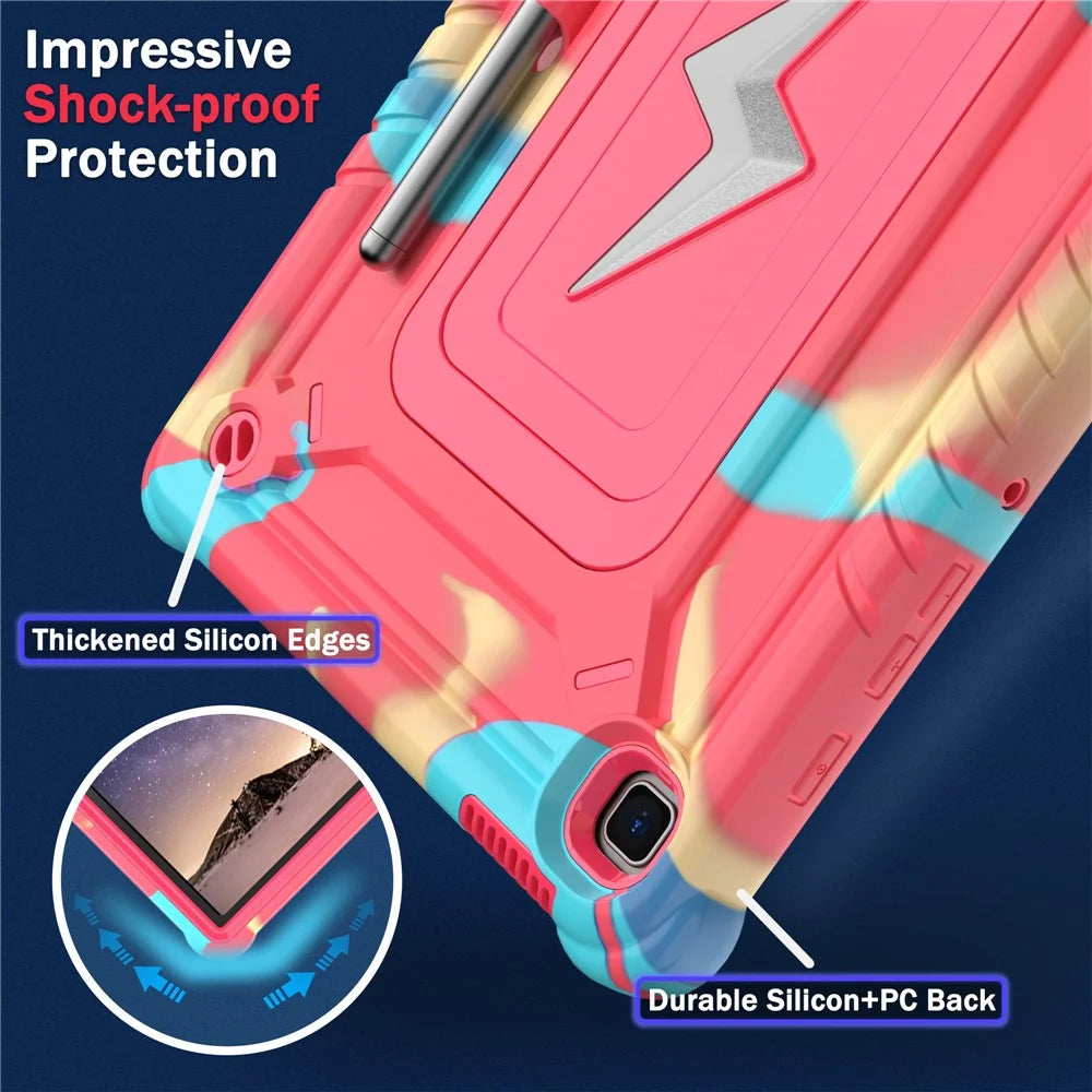 Tablet Case For Samsung Galaxy Tab S6 Lite (2024) P620 P625 / (2022) P613 P619 / (2020) P610 PC + Silicone Cover with Strap - Camouflage Rose + Rose - 6