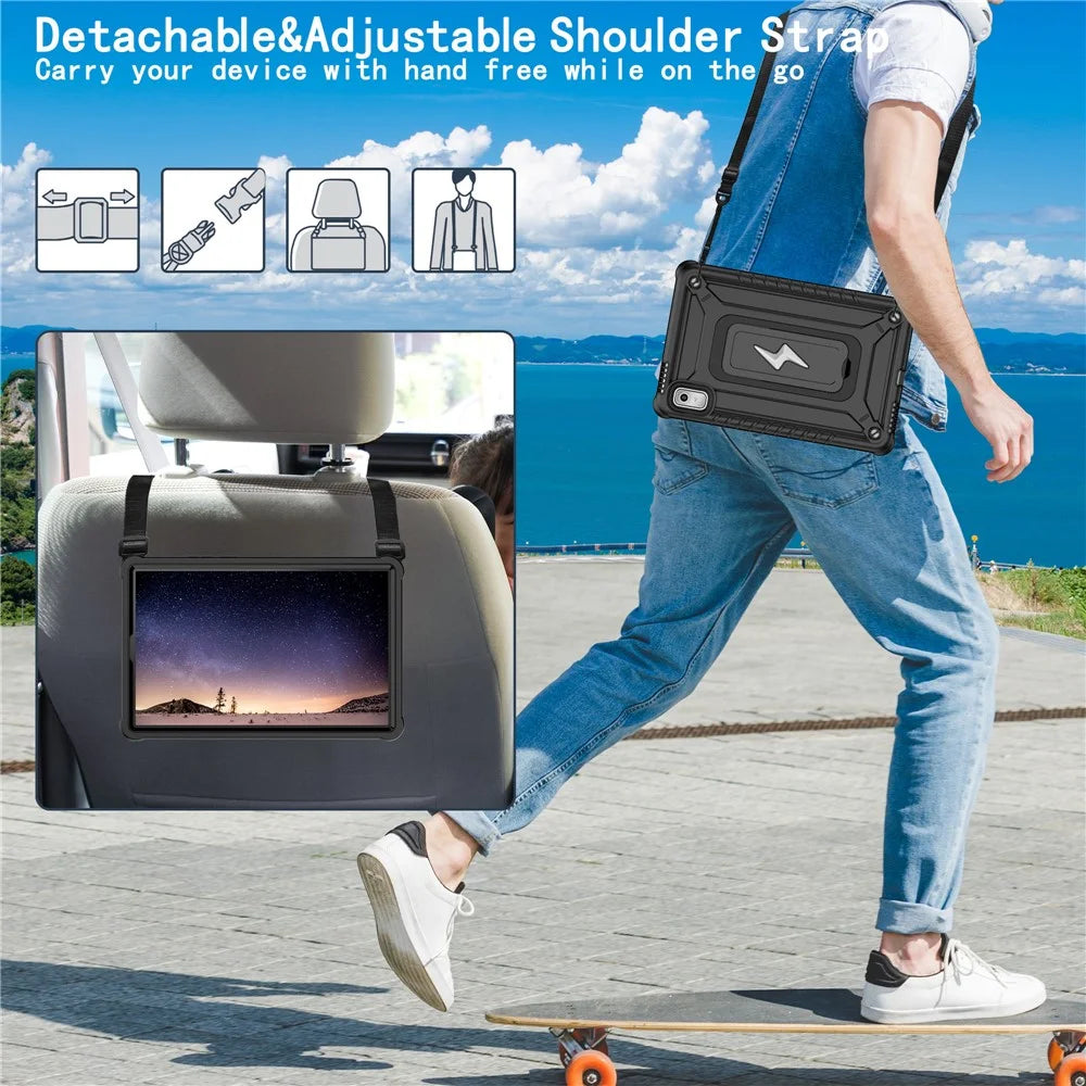 For Lenovo Nook 9 inch (2024) / Tab M9 TB-310FU TB-310FX Case Kickstand PC + Silicone Tablet Cover with Shoulder Strap - Black - 4