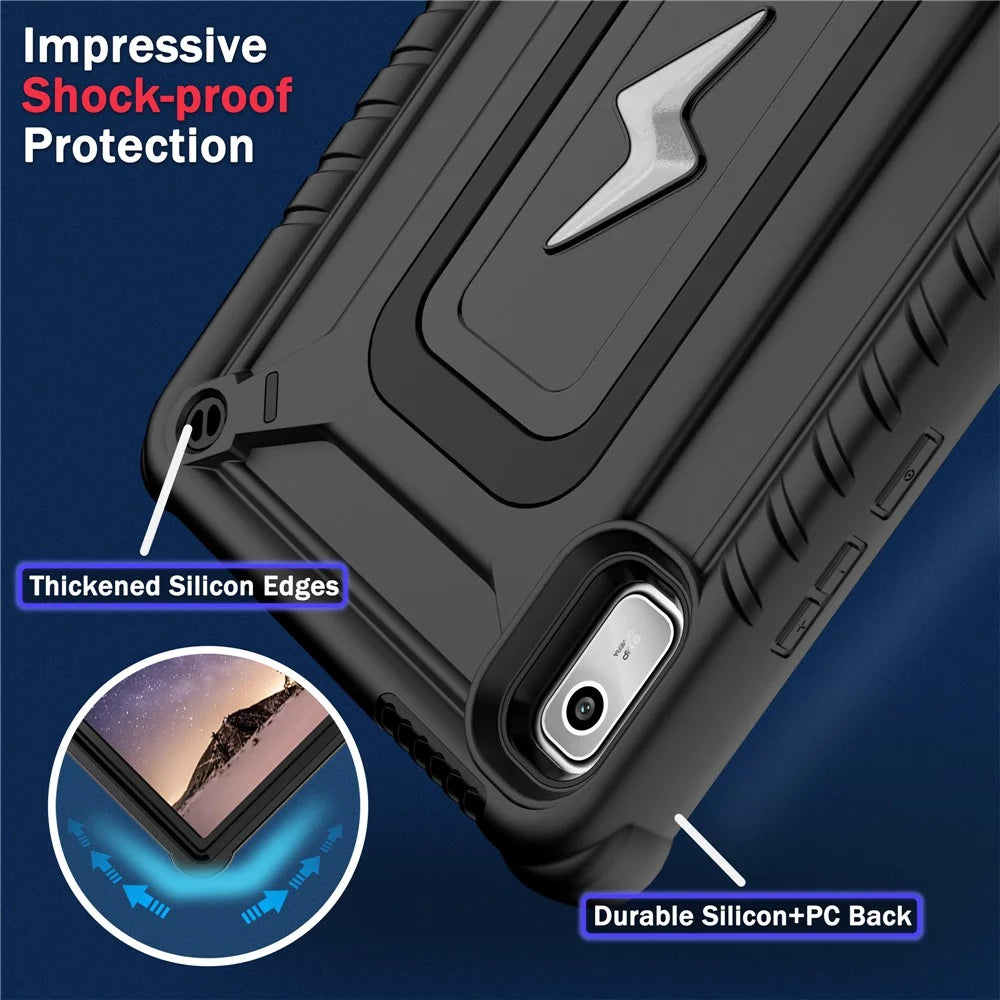 For Lenovo Nook 9 inch (2024) / Tab M9 TB-310FU TB-310FX Case Kickstand PC + Silicone Tablet Cover with Shoulder Strap - Black - 6