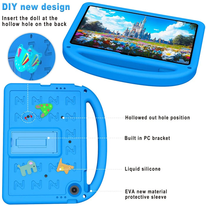 For Lenovo Tab 10.1 (2025) TB-311XU  /  Tab TB311FU Kickstand Case Cartoon Design Anti-Drop EVA+PC Tablet Cover with Strap for Kids - Blue - 4