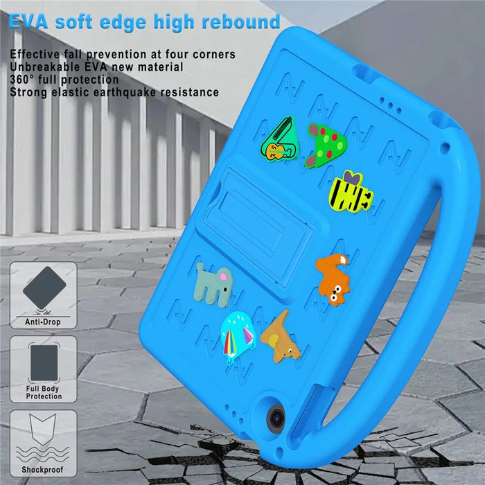 For Lenovo Tab 10.1 (2025) TB-311XU  /  Tab TB311FU Kickstand Case Cartoon Design Anti-Drop EVA+PC Tablet Cover with Strap for Kids - Blue - 7