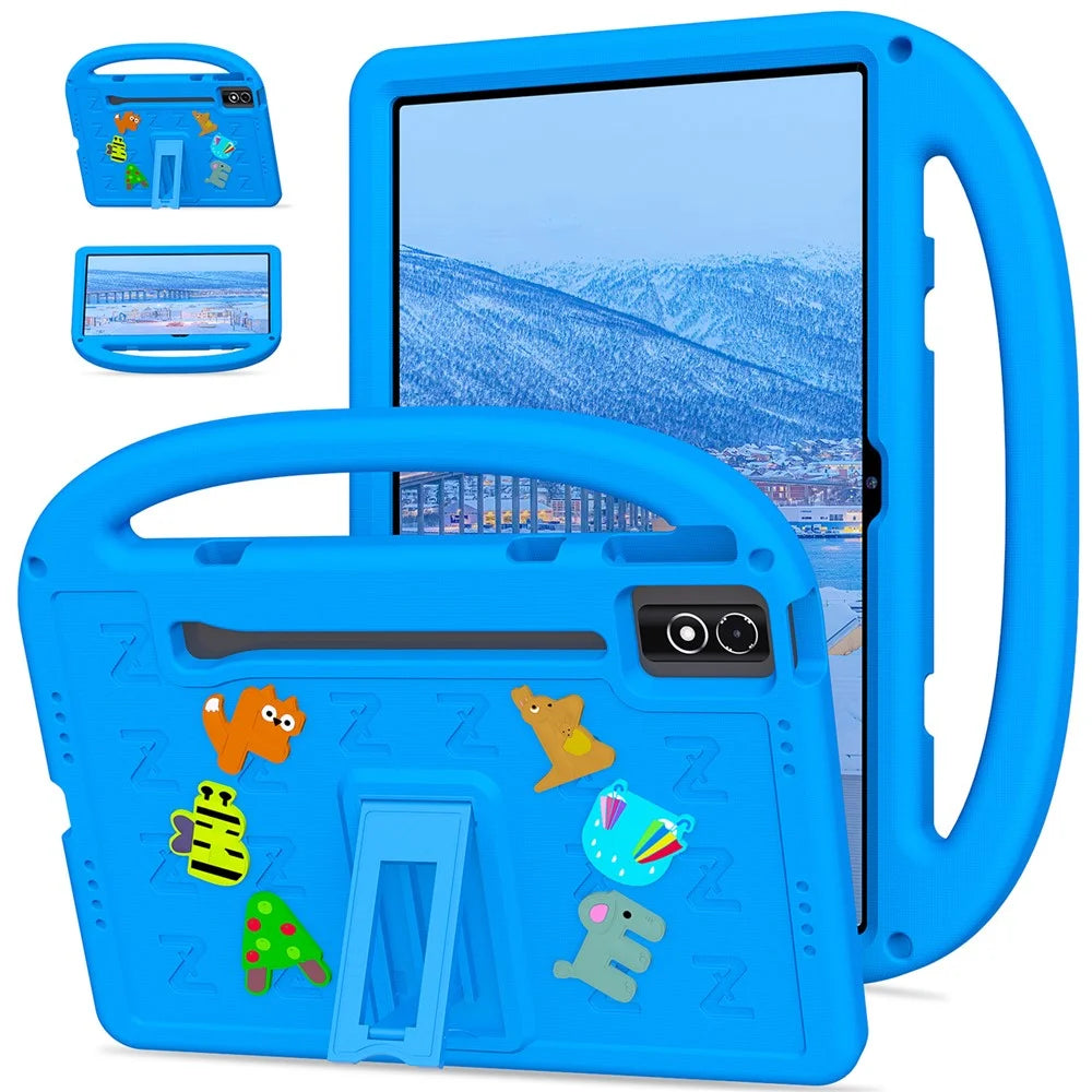 Kickstand Case Cartoon Design Anti-Drop EVA+PC Tablet Cover with Strap for Kids For Lenovo Tab P12  /  Xiaoxin Pad Pro 12.7 (2025)  /  Xiaoxin Pad Plus 12.7  /  Yoga Pad Pro - Blue - 1