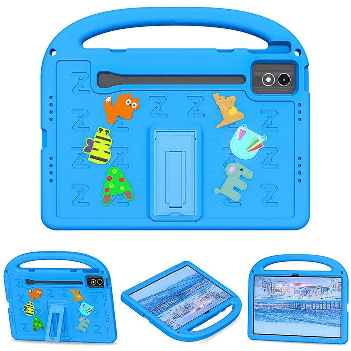 Kickstand Case Cartoon Design Anti-Drop EVA+PC Tablet Cover with Strap for Kids For Lenovo Tab P12  /  Xiaoxin Pad Pro 12.7 (2025)  /  Xiaoxin Pad Plus 12.7  /  Yoga Pad Pro - Blue - 2