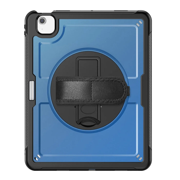 For iPad Air 13 (2026) / (2025) / (2024) Case Kickstand PC + TPE Tablet Cover with Hand Strap and Shoulder Strap - Navy Blue - 2