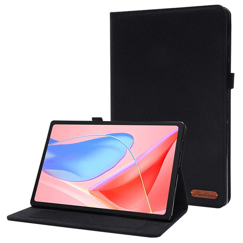 For Lenovo Tab 10.1 (2025) TB-311XU  /  Tab TB311FU Leather Case Card Holder Cloth Texture Tablet Stand Cover - Black - 1
