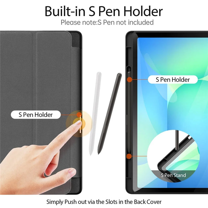 DUX DUCIS For Samsung Galaxy Tab S10 FE+ Case  Domo Series Tri-fold Stand PU Leather Tablet Cover - Black - 2