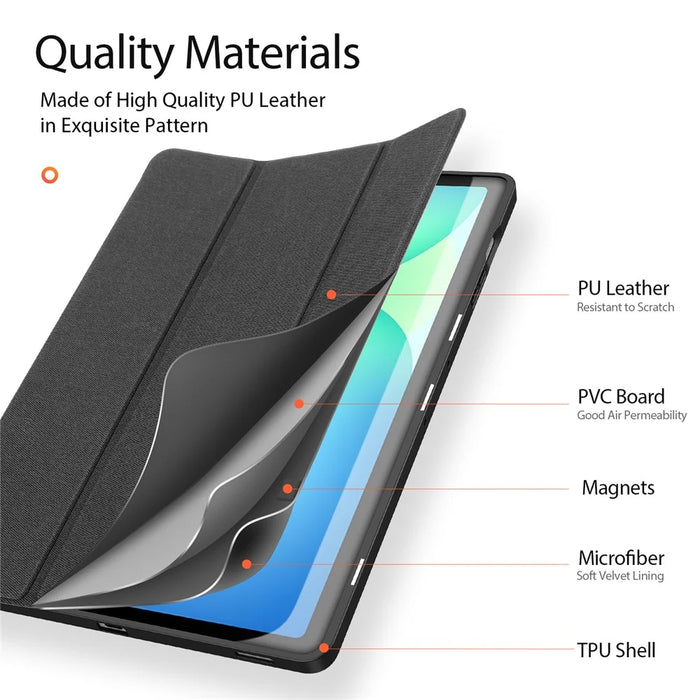 DUX DUCIS For Samsung Galaxy Tab S10 FE+ Case  Domo Series Tri-fold Stand PU Leather Tablet Cover - Black - 6