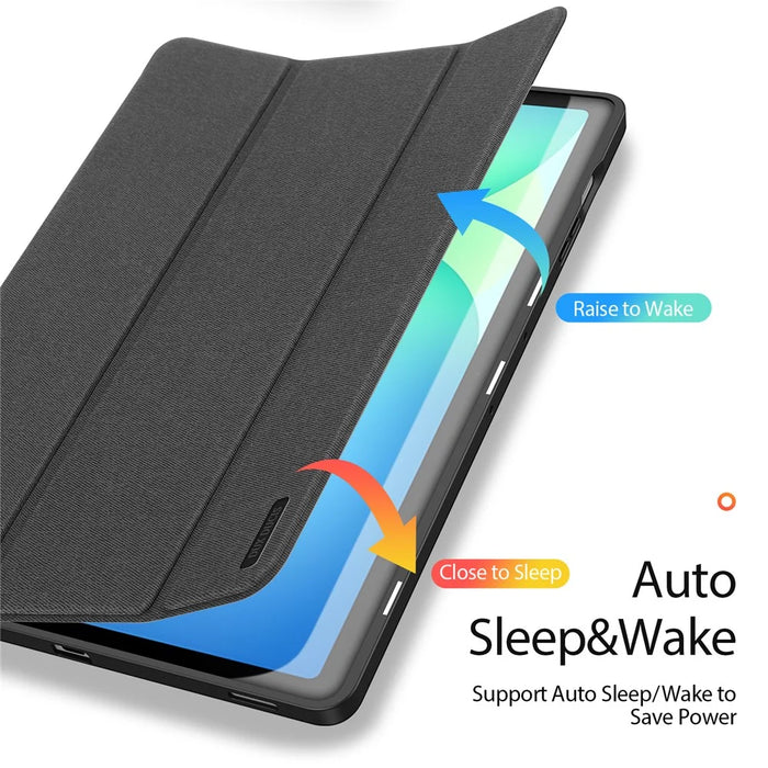 DUX DUCIS For Samsung Galaxy Tab S10 FE+ Case  Domo Series Tri-fold Stand PU Leather Tablet Cover - Black - 7