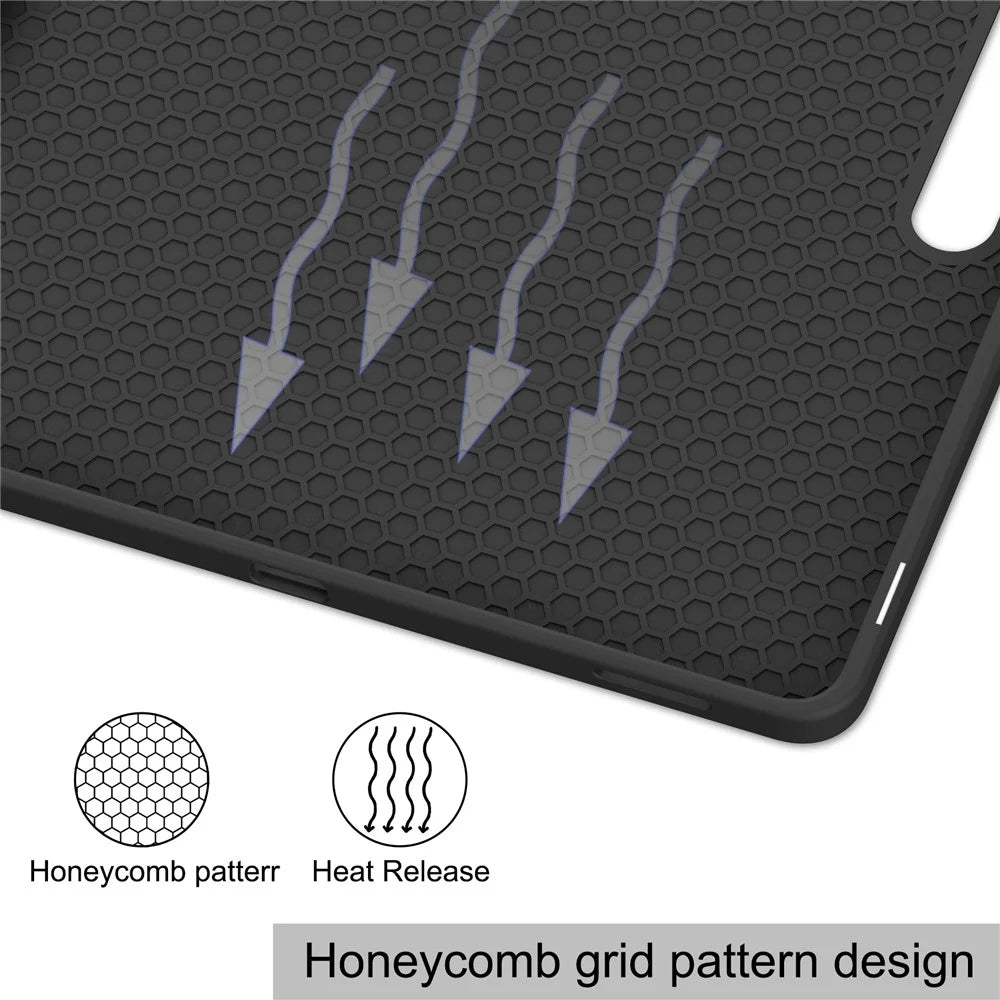 For Samsung Galaxy Tab S10 FE+ Stand Case Shock-Absorbent Leather Tablet Cover with Pen Slot - Black - 7