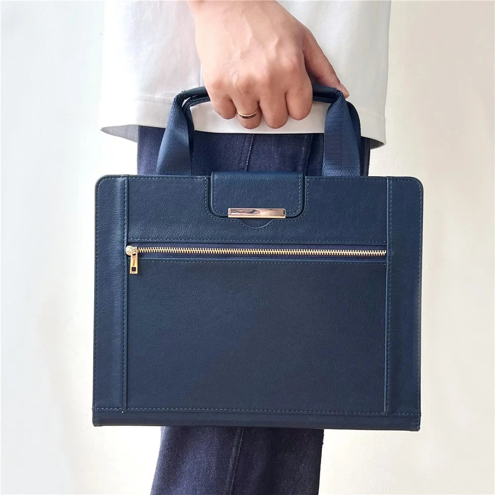 For Universal 10 inch Tablet Case with Handle / Zipper Pouch PU Leather Shockproof Cover - Sapphire - 6
