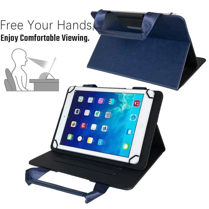 For Universal 8 inch Tablet Case with Handle / Zipper Pouch PU Leather Shockproof Cover - Sapphire - 3