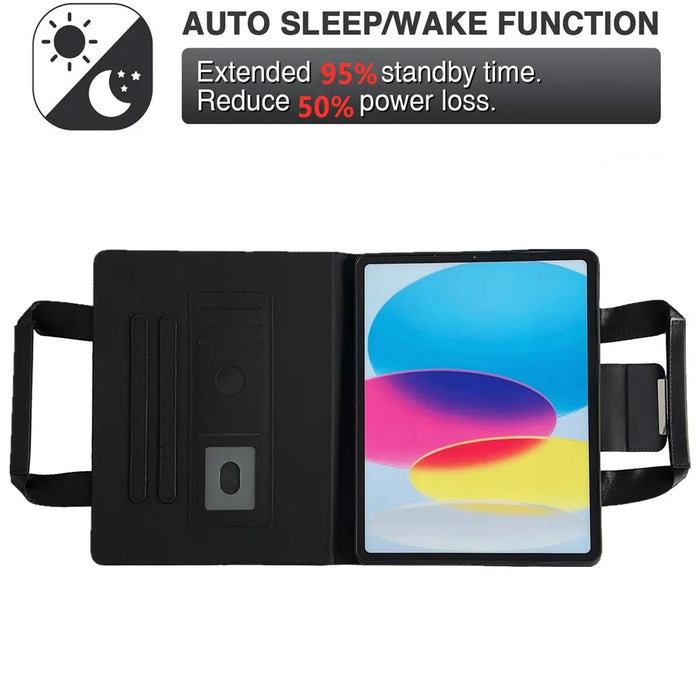 Tablet Case for iPad Air 11 (2026) / (2025) / (2024) / Pro 11 (2022) / Air (2022) / (2020) Auto Wake / Sleep Leather Cover with Handle / Zipper Pouch - Black - 2
