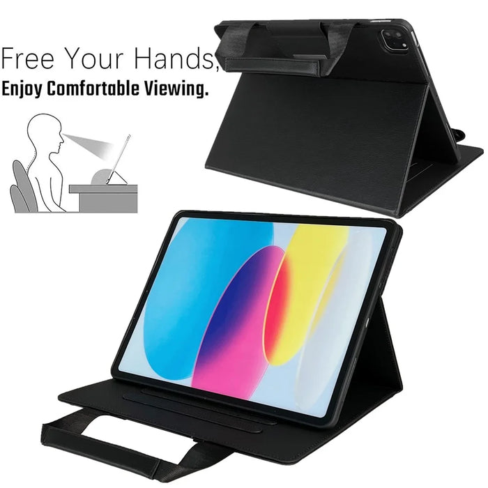 Tablet Case for iPad Air 11 (2026) / (2025) / (2024) / Pro 11 (2022) / Air (2022) / (2020) Auto Wake / Sleep Leather Cover with Handle / Zipper Pouch - Black - 3