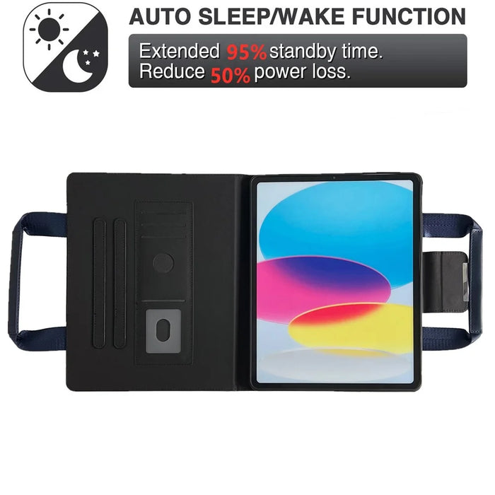 Tablet Case for iPad 10.9 (2022) / iPad (2025) Auto Wake / Sleep Leather Cover with Handle / Zipper Pouch - Sapphire - 3