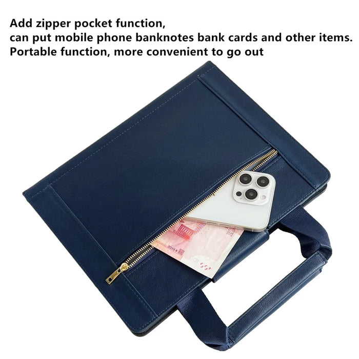 Tablet Case for iPad 10.9 (2022) / iPad (2025) Auto Wake / Sleep Leather Cover with Handle / Zipper Pouch - Sapphire - 5