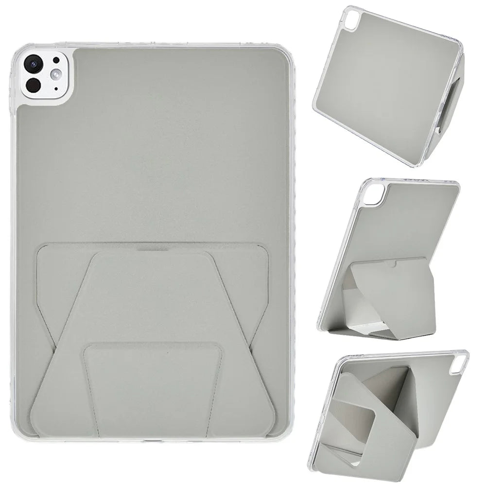 For iPad Pro 11 (2025) / 11 (2024) Case TPU PU Leather Kickstand Tablet Cover - Grey - 1