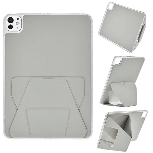 For iPad Pro 11 (2025) / 11 (2024) Case TPU PU Leather Kickstand Tablet Cover - Grey - 1