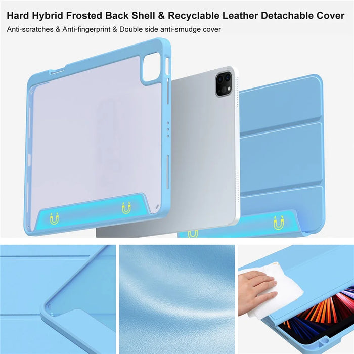 Tablet Case For iPad Air 11 (2026) / (2025) / (2024) / Air (2022) / (2020) / Pro 11 (2022) / (2021) / (2020) / (2018) , Magnetic Detachable Cover - Blue - 3