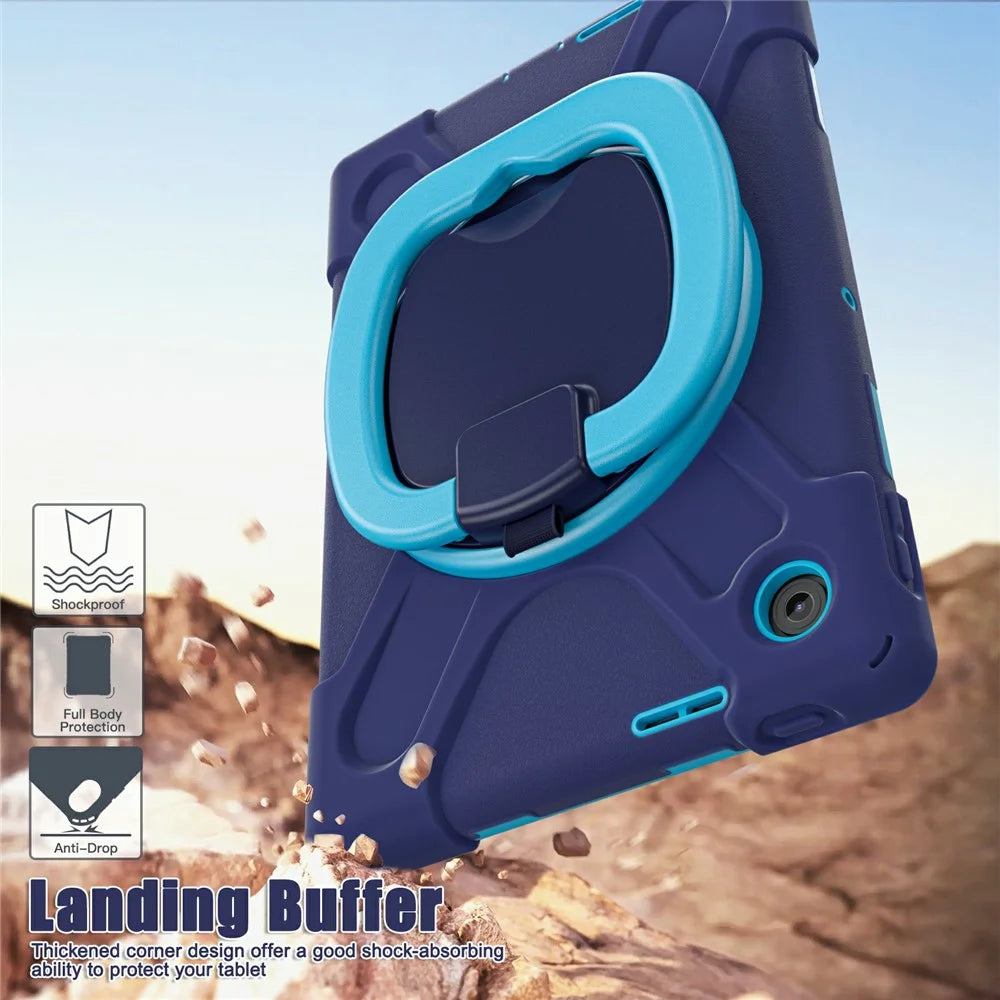 For Lenovo Tab 10.1 (2025) TB311XU2 / Zhaoyang K10C Case with Shoulder Strap TPU + PC + Silicone Kickstand Tablet Cover - Navy Blue - 5