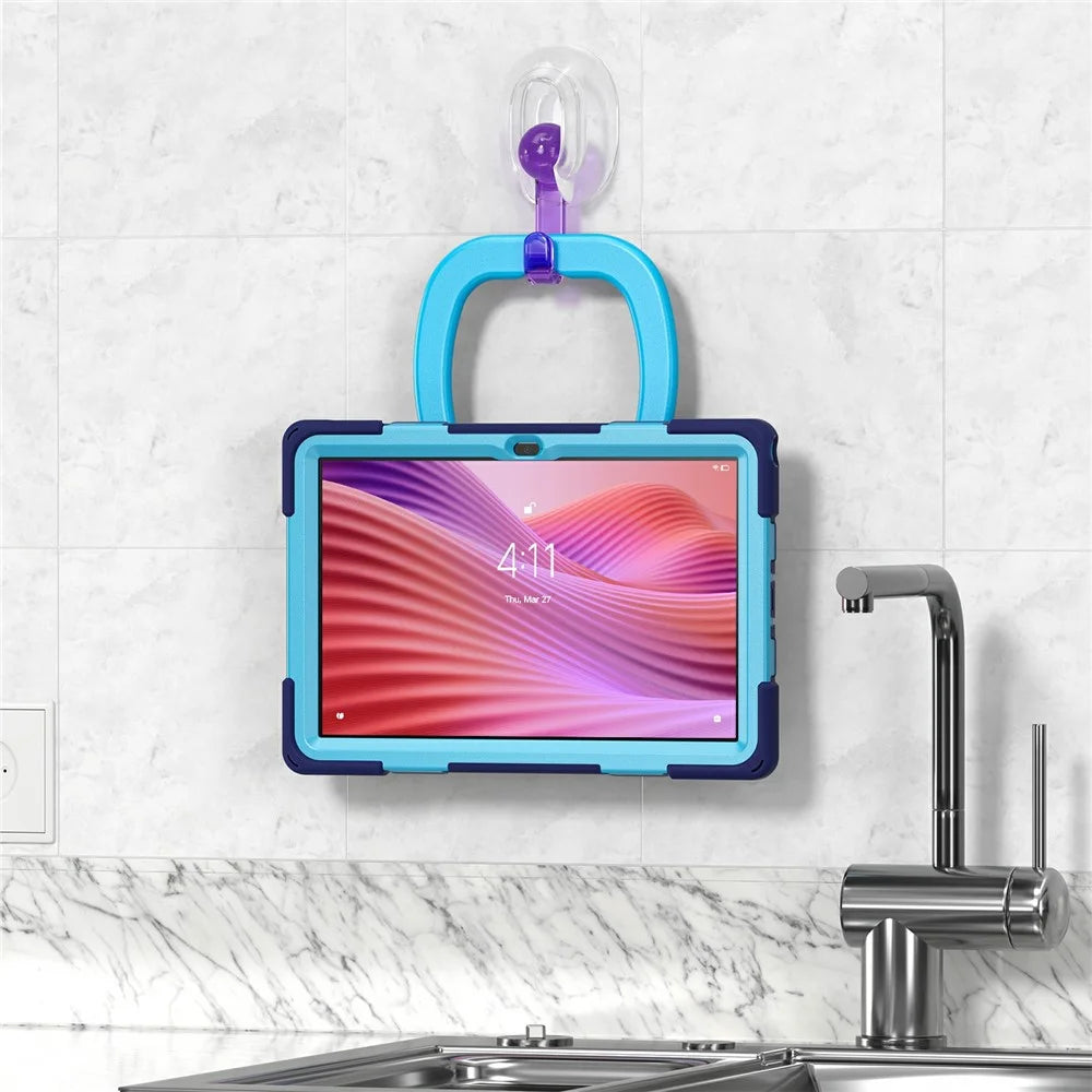 For Lenovo Tab 10.1 (2025) TB311XU2 / Zhaoyang K10C Case with Shoulder Strap TPU + PC + Silicone Kickstand Tablet Cover - Navy Blue - 6