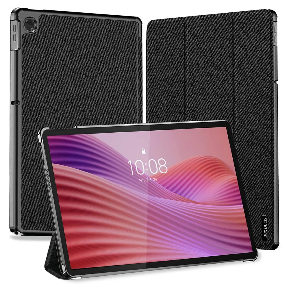DUX DUCIS Domo Series for Lenovo Tab K10 (2nd Gen) Case Tri-Fold Stand Leather Cover Auto Wake  /  Sleep - Black - 1