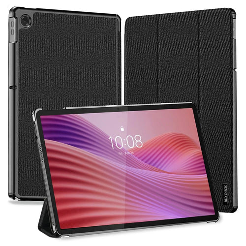 DUX DUCIS Domo Series for Lenovo Tab K10 (2nd Gen) Case Tri-Fold Stand Leather Cover Auto Wake  /  Sleep - Black - 1