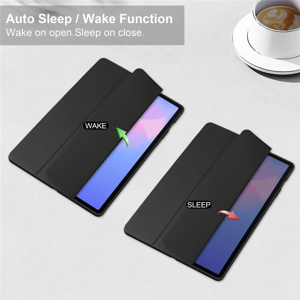 For Samsung Galaxy Tab S10 FE+ Case Clear Acrylic Leather Tablet Cover Support Auto Sleep  /  Wake - Black - 3