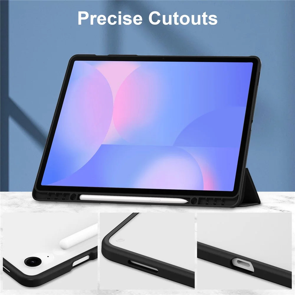 For Samsung Galaxy Tab S10 FE+ Case Clear Acrylic Leather Tablet Cover Support Auto Sleep  /  Wake - Black - 4